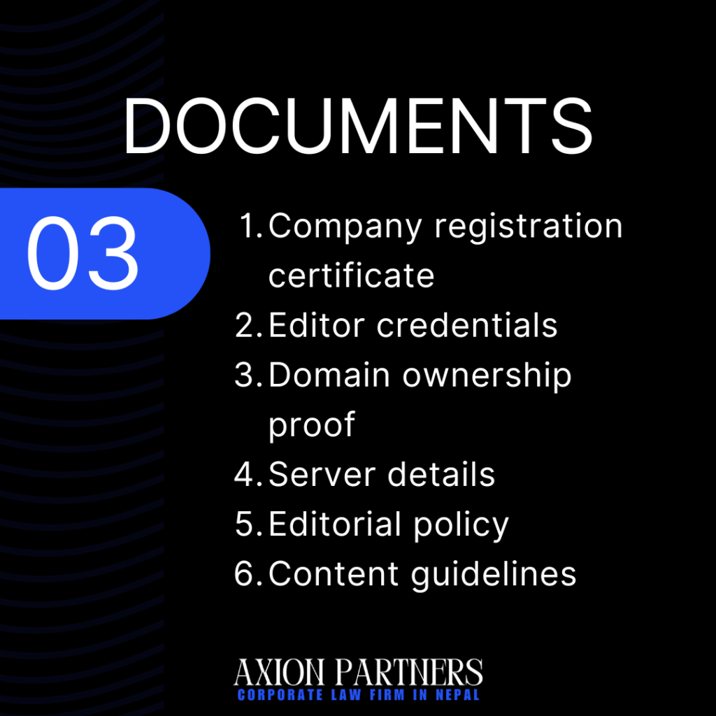 Documents Required for Requirements for ONLINE MEDIA_ NEWS PORTAL Registration in Nepal