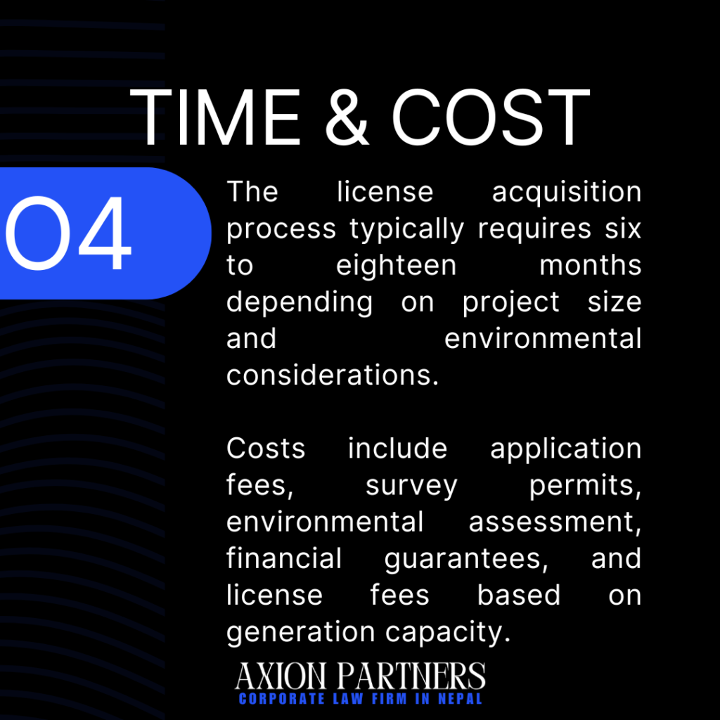 Time and Cost for Energy Generation License Process in Nepal