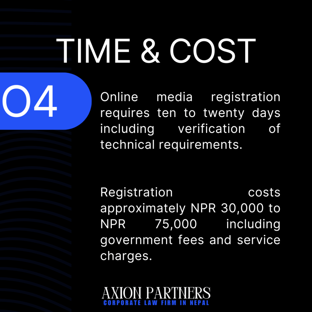 Time and Cost for Registering Online Media in Nepal